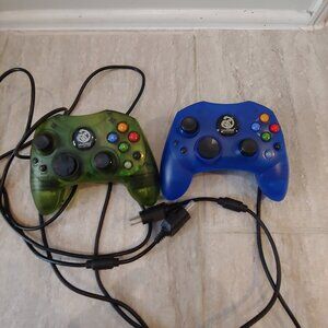 XBox Controllers Hydra Performance S-Type Wired Lot of 2 Green and Blue